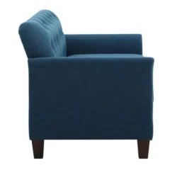 Sofas & Loveseats-Kirkland's Home Navy Upholstered Button Tufted Loveseat Blue