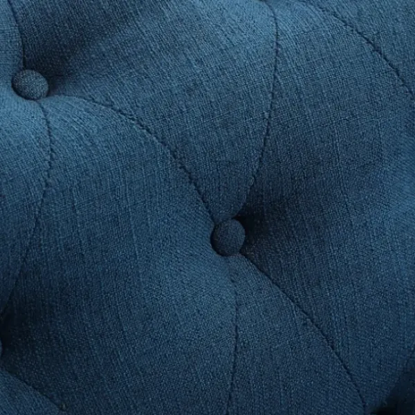 Sofas & Loveseats-Kirkland's Home Navy Upholstered Button Tufted Loveseat Blue