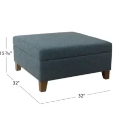 Benches & Ottomans-Kirkland's Home Navy Upholstered Square Storage Ottoman Blue