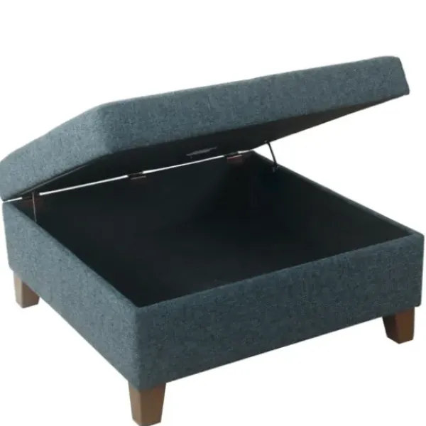 Benches & Ottomans-Kirkland's Home Navy Upholstered Square Storage Ottoman Blue