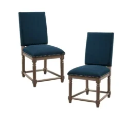 Dining Chairs-Kirkland's Home Navy Upholstered Wood Dining Chairs, Set Of 2 Blue