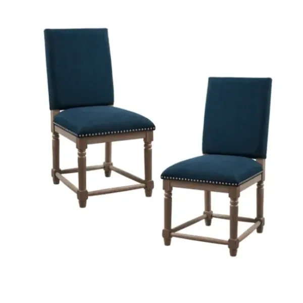 Dining Chairs-Kirkland's Home Navy Upholstered Wood Dining Chairs, Set Of 2 Blue