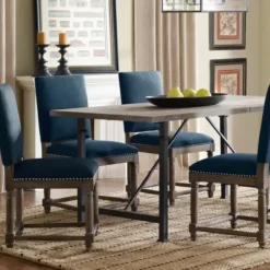 Dining Chairs-Kirkland's Home Navy Upholstered Wood Dining Chairs, Set Of 2 Blue