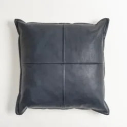 Pillows-Kirkland's Home Navy Vegan Leather Throw Pillow Blue