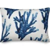 Pillows-Kirkland's Home Navy Watercolor Coral Pillow Blue