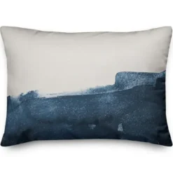 Pillows-Kirkland's Home Navy Watercolor Half Accent Pillow Blue/White