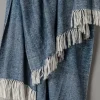 Blankets & Throws-Kirkland's Home Navy With White Herringbone Woven Throw Blanket Blue