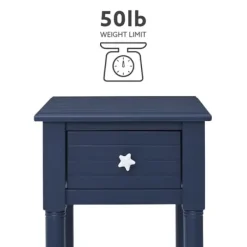 Accent & End Tables-Kirkland's Home Navy Wood Coastal Compact Accent Table Blue