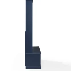 Entryway Furniture-Kirkland's Home Navy Wood Storage Bench Hall Tree Blue