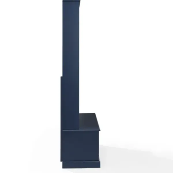 Entryway Furniture-Kirkland's Home Navy Wood Storage Bench Hall Tree Blue