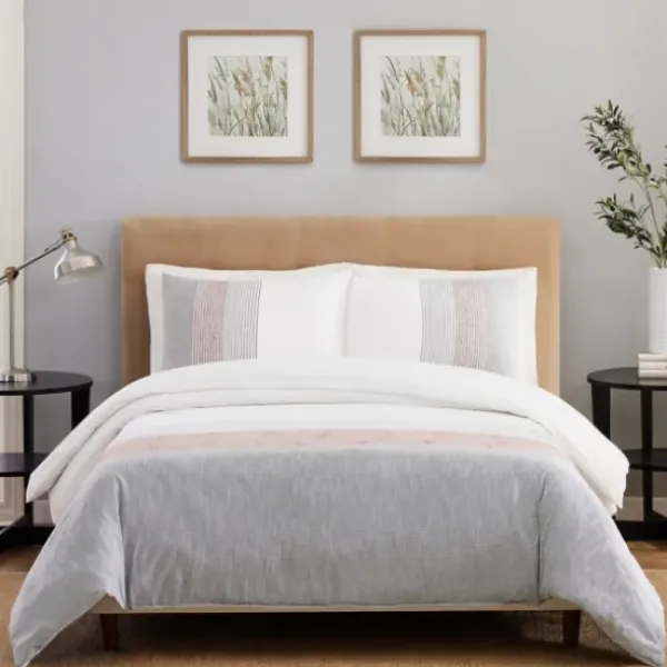 Duvets-Kirkland's Home Neapolitan Gray 3-Pc. King Duvet Set Gray/White/Pink