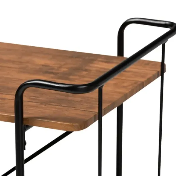 Kitchen Islands & Bar Carts-Kirkland's Home Nellie Walnut 3-Tier Mobile Bar Cart