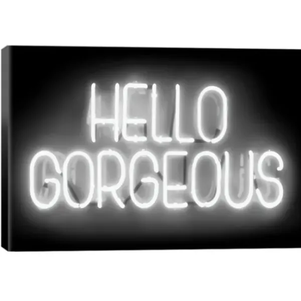 Wall Quotes & Signs-Kirkland's Home Neon Hello Gorgeous Canvas Art Print Black