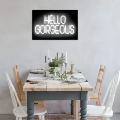 Wall Quotes & Signs-Kirkland's Home Neon Hello Gorgeous Canvas Art Print Black