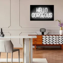 Wall Quotes & Signs-Kirkland's Home Neon Hello Gorgeous Canvas Art Print Black