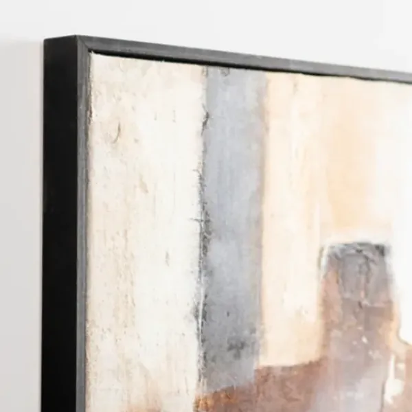 Canvas Art-Kirkland's Home Neutral Abstract Hand Painted Framed Canvas Art White/Black