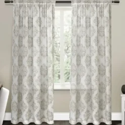 Curtains & Drapes-Kirkland's Home Neutral Basketweave Curtain Panel Set, 84 In. Tan