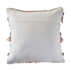 Pillows-Kirkland's Home Neutral Embroidered Fringe Accent Pillow Brown