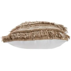 Pillows-Kirkland's Home Neutral Embroidered Fringe Accent Pillow Brown