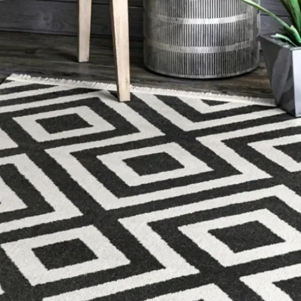 Outdoor Rugs-Kirkland's Home Neutral Floral Burst Outdoor Round Area Rug, 5 Ft. Tan/Gray