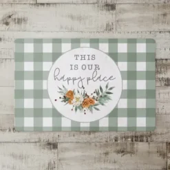 Kitchen & Floor Mats-Kirkland's Home Neutral Floral Colorblock Floor Mat Tan/White