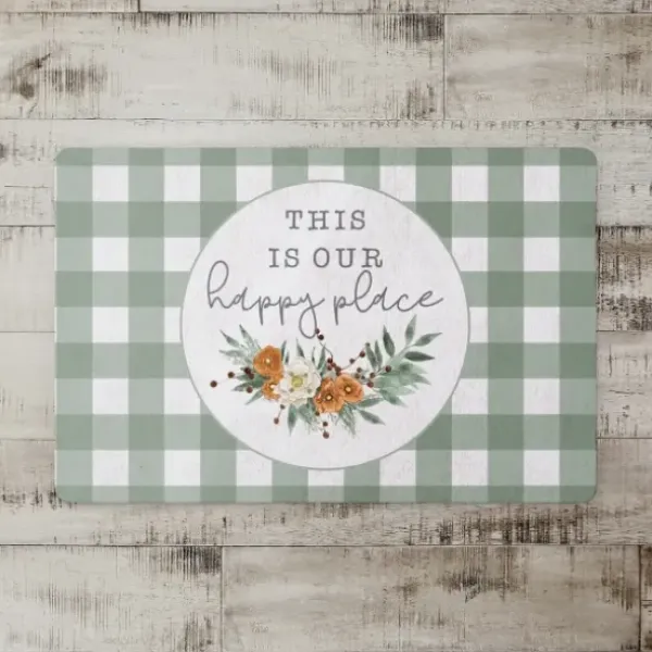 Kitchen & Floor Mats-Kirkland's Home Neutral Floral Colorblock Floor Mat Tan/White