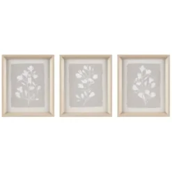 Framed Art-Kirkland's Home Neutral Floral Sprigs 3-Pc. Framed Art Set White/Gray