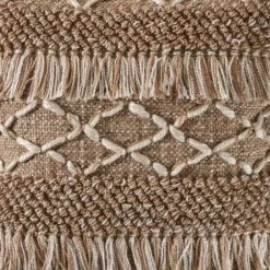 Pillows-Kirkland's Home Neutral Geometric Fringe Accent Pillow Brown