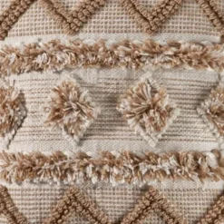Pillows-Kirkland's Home Neutral Geometric Pom Pom Pillow Brown