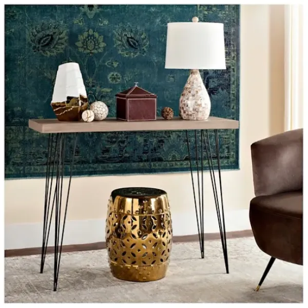 Console Tables-Kirkland's Home Neutral Hairpin Legs Console Table Gray