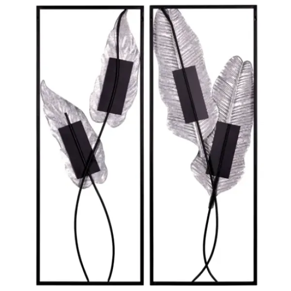 Wall Plaques-Kirkland's Home Neutral Leaves Metal Wall Plaques, Set Of 2 Tan/Black