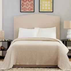 Bedspreads & Coverlets-Kirkland's Home Neutral Maren Full/Queen Bed Blanket Tan