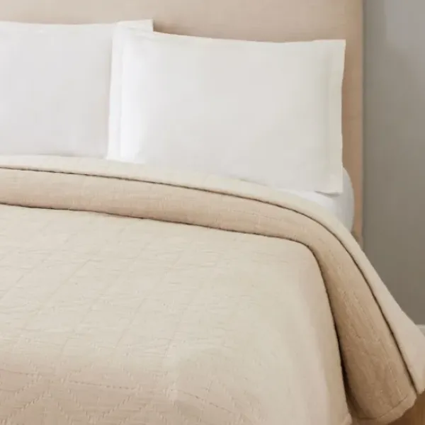 Bedspreads & Coverlets-Kirkland's Home Neutral Maren Full/Queen Bed Blanket Tan