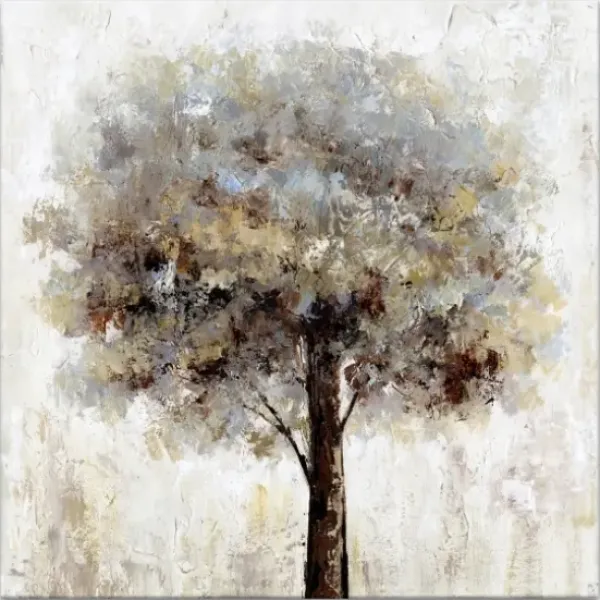 Canvas Art-Kirkland's Home Neutral Painted Tree Square Canvas Art Print Tan