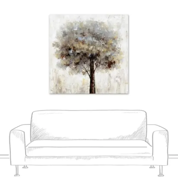 Canvas Art-Kirkland's Home Neutral Painted Tree Square Canvas Art Print Tan