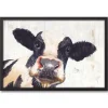 Framed Art-Kirkland's Home Neutral Staring Cow Framed Canvas Art Print Black/White/Ivory