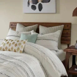 Comforters-Kirkland's Home Neutral Stripe Full/Queen 3-Pc. Comforter Set Ivory/Tan/Gray