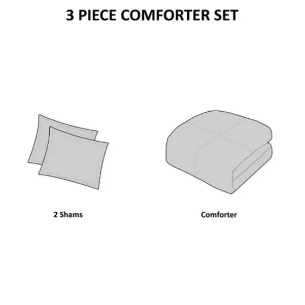 Comforters-Kirkland's Home Neutral Stripe King 3-Pc. Comforter Set Gray/Tan/Ivory