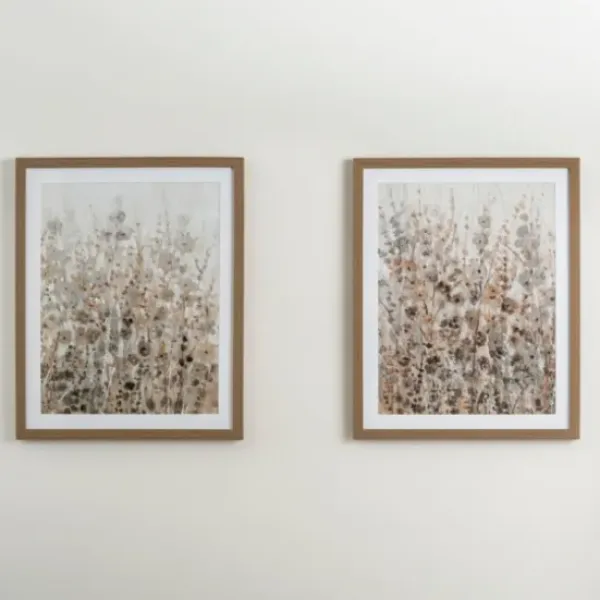 Framed Art-Kirkland's Home Neutral Wildflowers Ii Framed Art Print Gray/Brown