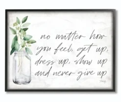 Wall Quotes & Signs-Kirkland's Home Never Give Up Framed Giclee Canvas Art Print Black/White