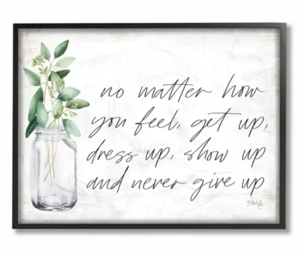 Wall Quotes & Signs-Kirkland's Home Never Give Up Framed Giclee Canvas Art Print Black/White