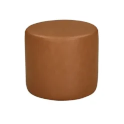 Benches & Ottomans-Kirkland's Home Newton Carmel Faux Leather Cylinder Ottoman Brown