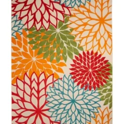 Outdoor Rugs-Kirkland's Home Nia Santorini Palms Outdoor Area Rug, 7X9 Tan