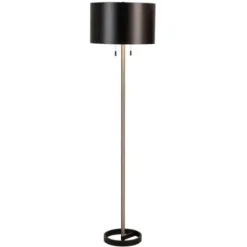 Floor Lamps-Kirkland's Home Nickel And Metal Shade Floor Lamp Black