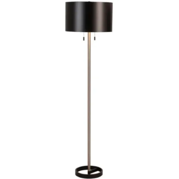 Floor Lamps-Kirkland's Home Nickel And Metal Shade Floor Lamp Black