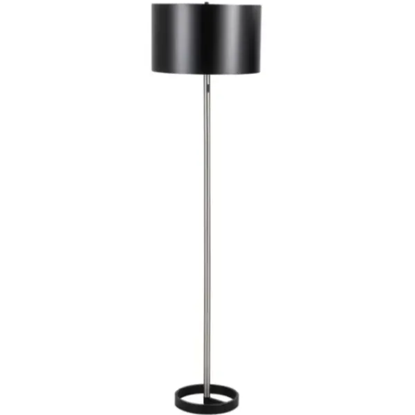 Floor Lamps-Kirkland's Home Nickel And Metal Shade Floor Lamp Black