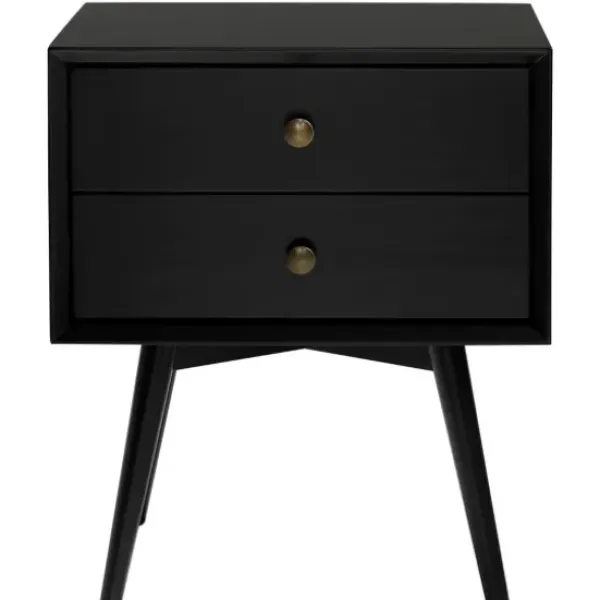 Nightstands-Kirkland's Home Nightshade Mid Century Wooden Nightstand Black