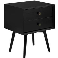 Nightstands-Kirkland's Home Nightshade Mid Century Wooden Nightstand Black