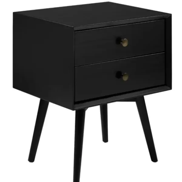 Nightstands-Kirkland's Home Nightshade Mid Century Wooden Nightstand Black