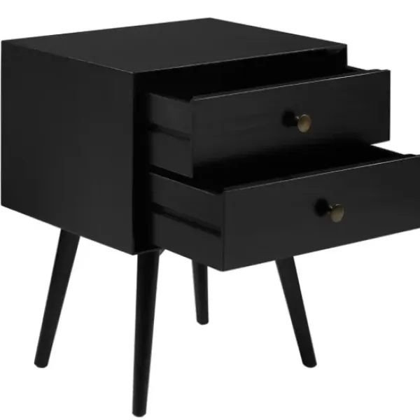 Nightstands-Kirkland's Home Nightshade Mid Century Wooden Nightstand Black